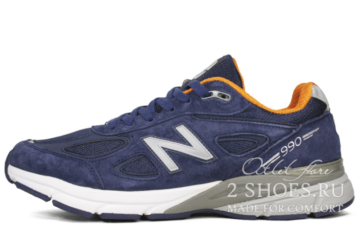 Кроссовки New Balance 990v4 Made in the USA Navy Orange  синие