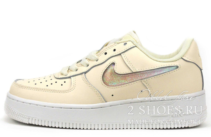Кроссовки Nike Air Force 1 07 Se Premium Jelly Puff White Guava Ice AH6827-100 бежевые, кожаные