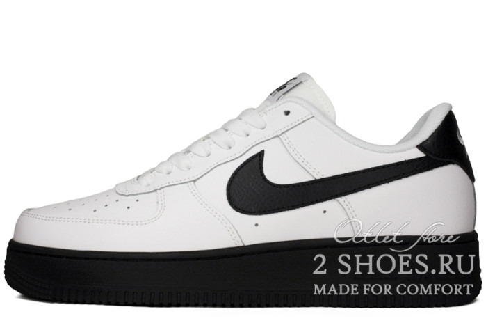 Кроссовки Nike Air Force 1 Low Winter White Black Midsole  белые, кожаные