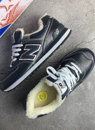 Кроссовки New Balance 574 winter leather blue shade живое фото 1