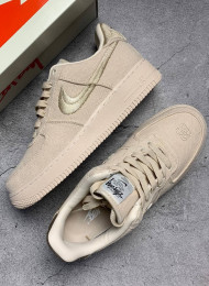 Кроссовки Nike Air Force 1 Low Stussy Fossil Stone живое фото 2